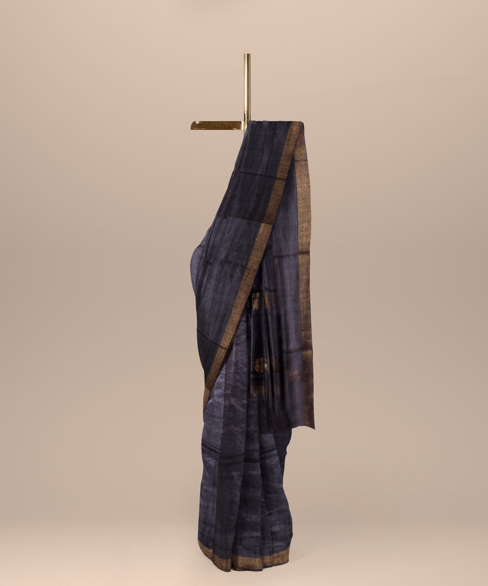 Deep violet handloom tussar silk chhattisgarh saree