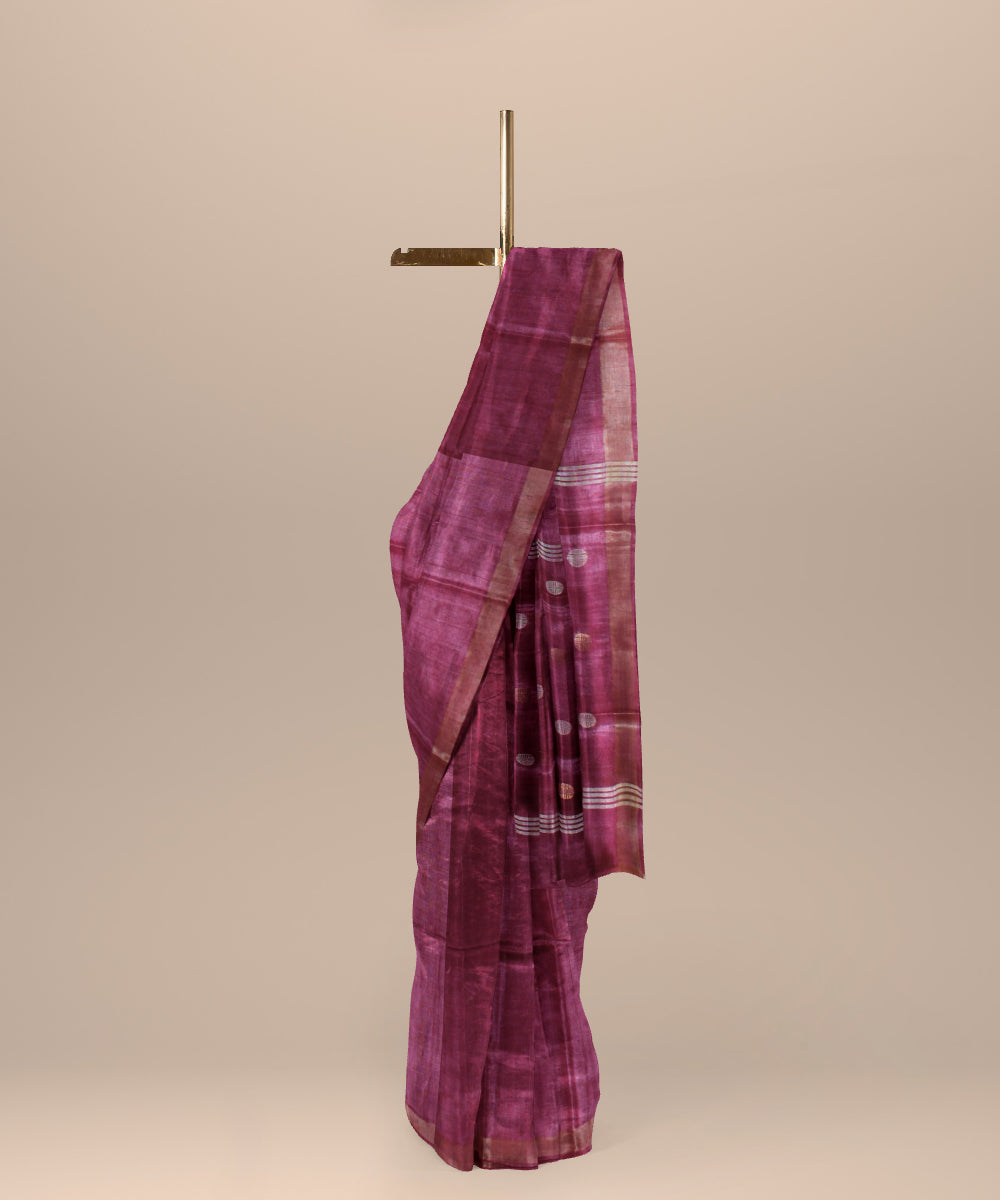 Magenta chhattisgarh tussar silk handloom saree