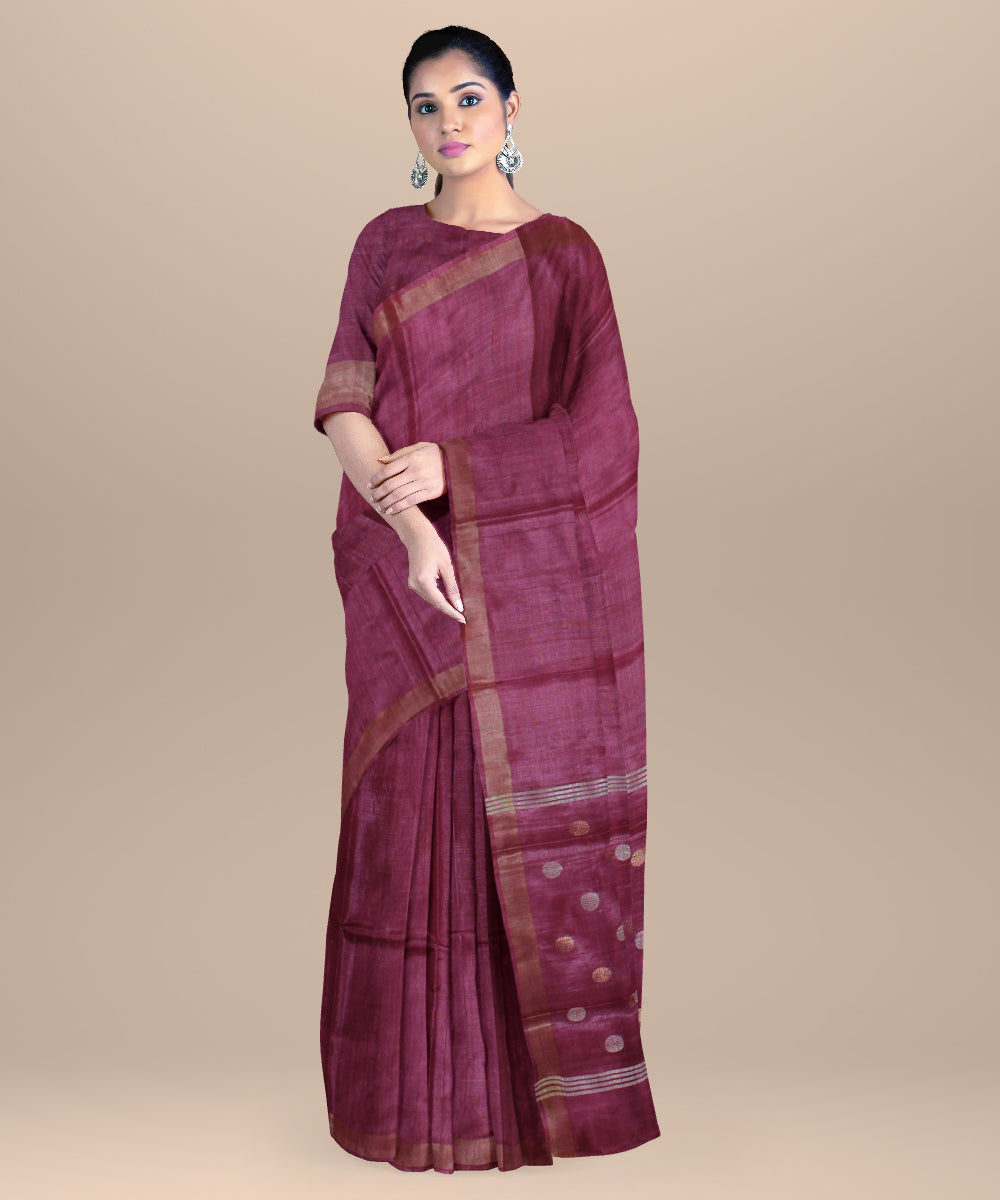 Magenta chhattisgarh tussar silk handloom saree