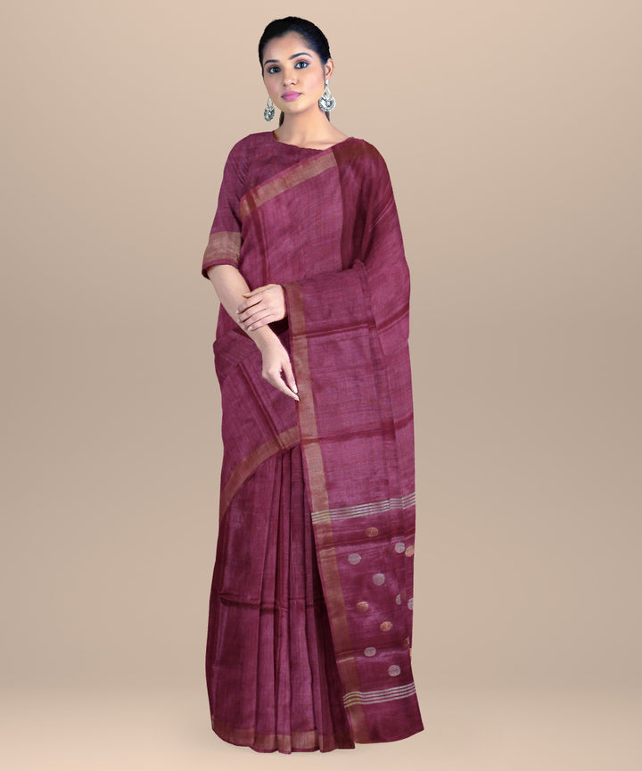 Magenta chhattisgarh tussar silk handloom saree