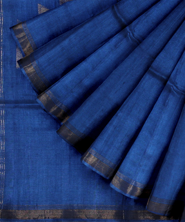 Bright blue chhattisgarh handloom tussar silk saree