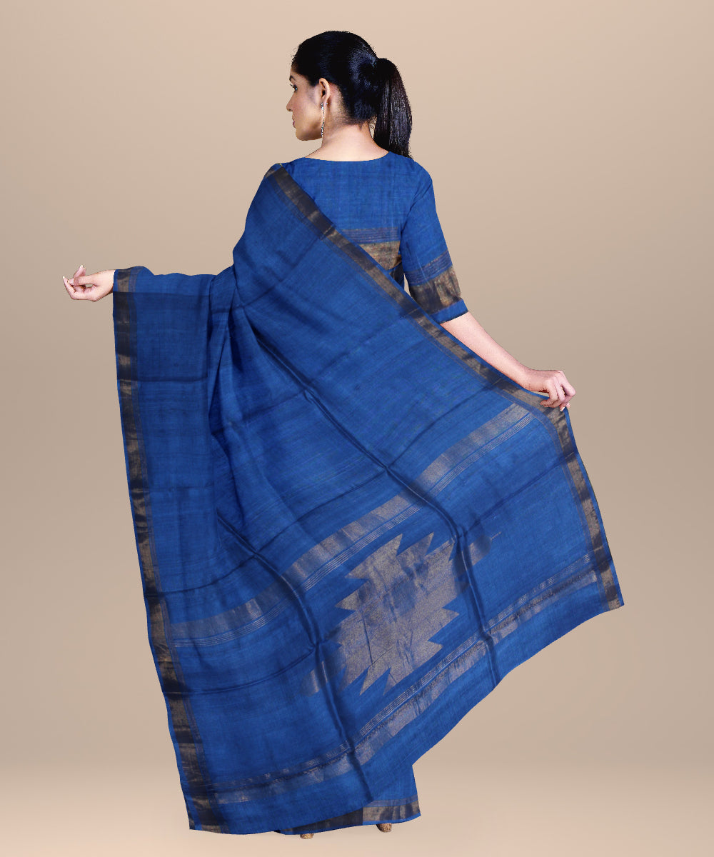 Bright blue chhattisgarh handloom tussar silk saree