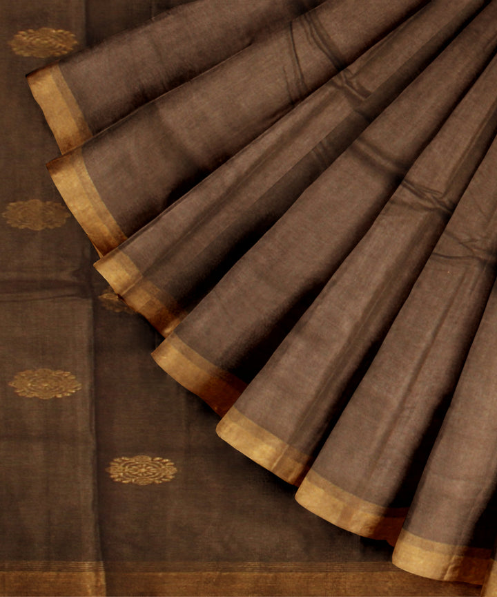 Brown chhattisgarh tussar silk handloom saree