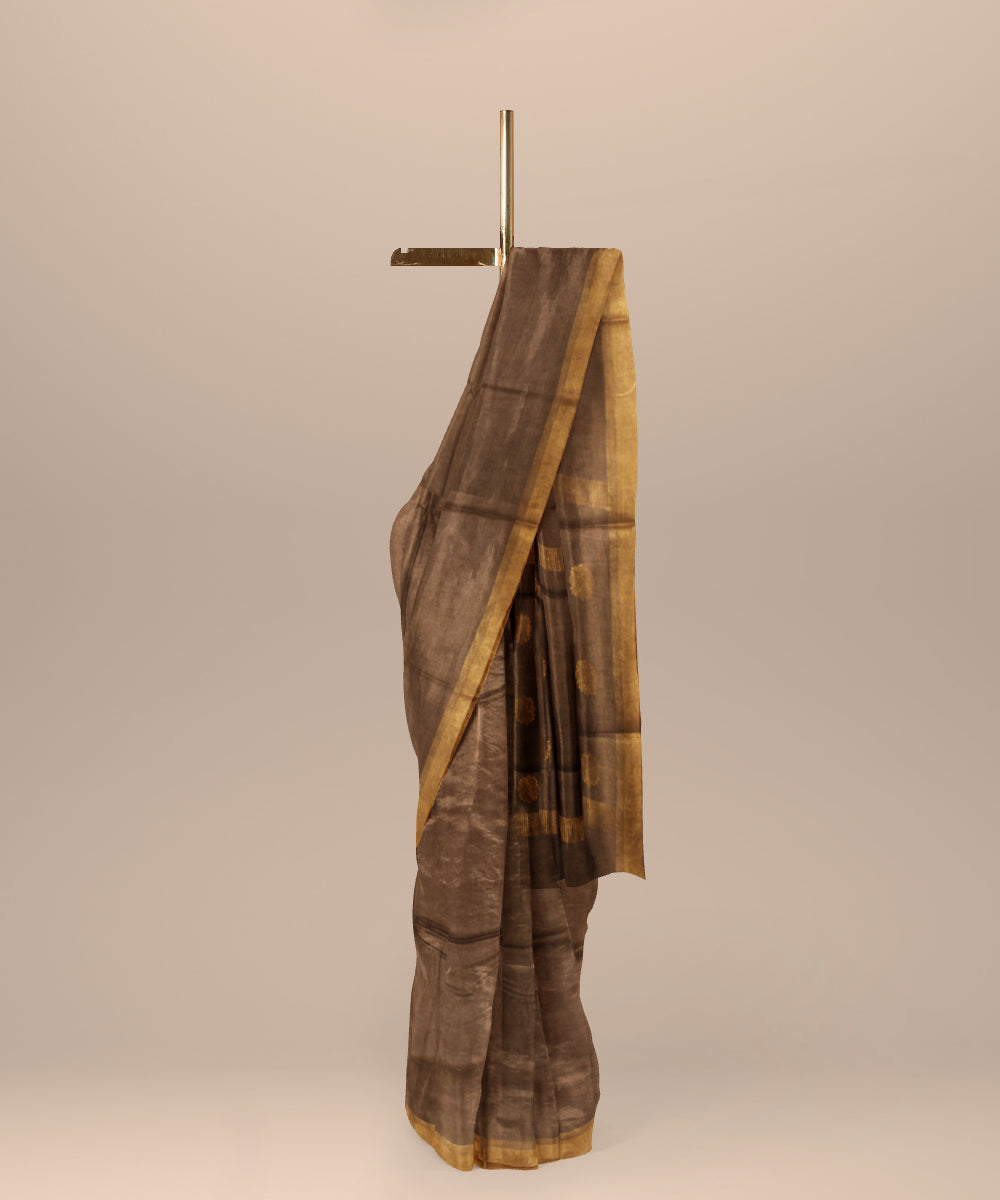 Brown chhattisgarh tussar silk handloom saree