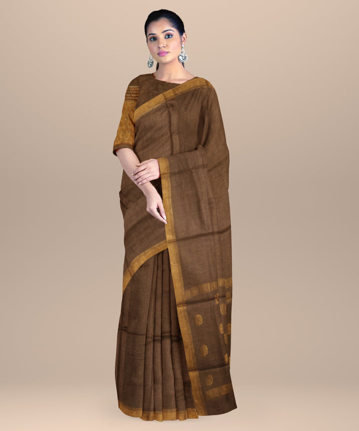 Olive chhattisgarh tussar silk handloom saree