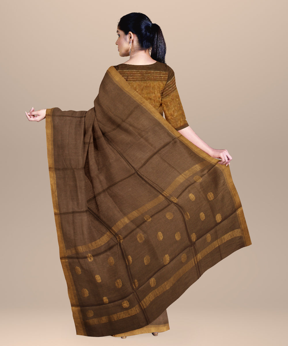 Olive chhattisgarh tussar silk handloom saree