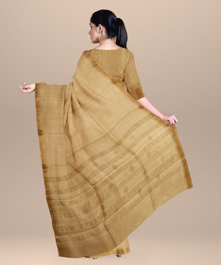 Beige golden chhattisgarh handloom tussar silk saree