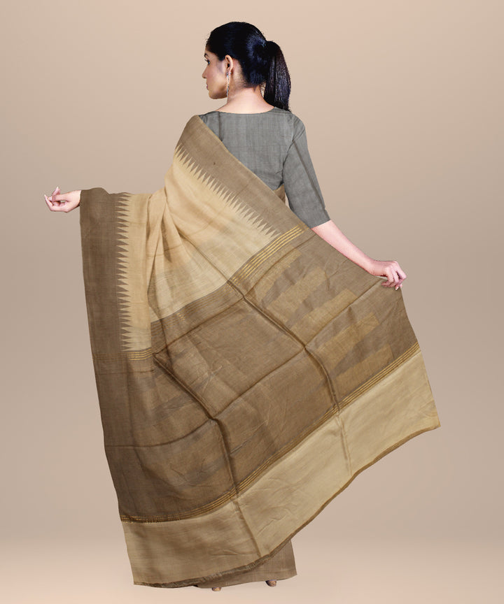 Off white grey chhattisgarh handloom tussar silk saree