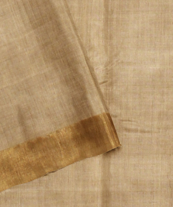 Off white golden handloom chhattisgarh tussar silk saree