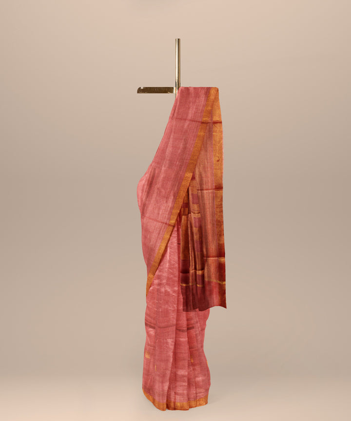 Pink handloom chhattisgarh tussar silk saree