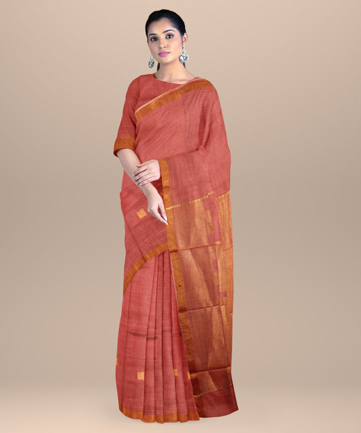 Pink handloom chhattisgarh tussar silk saree