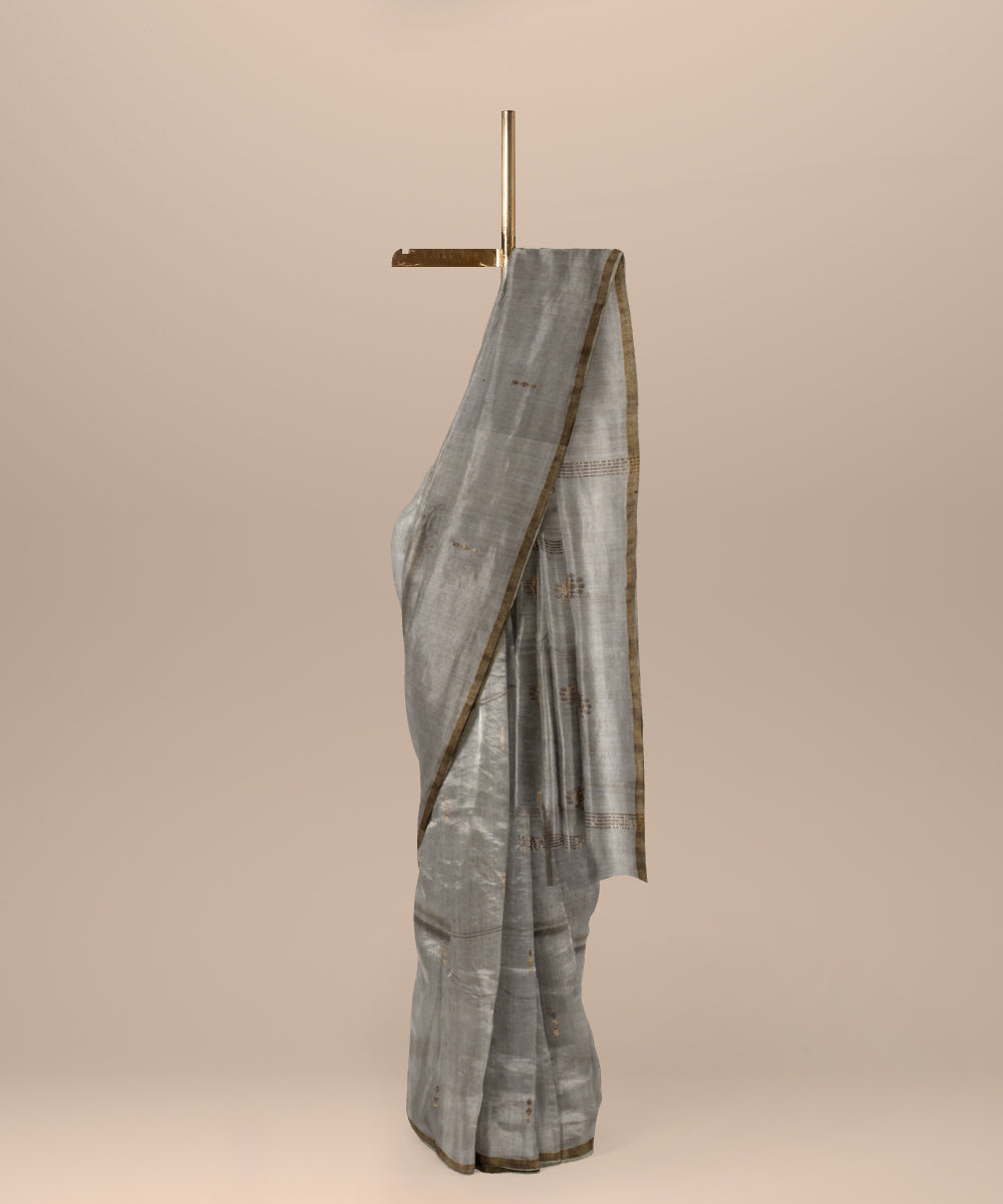 Beige chhattisgarh tussar silk handloom saree