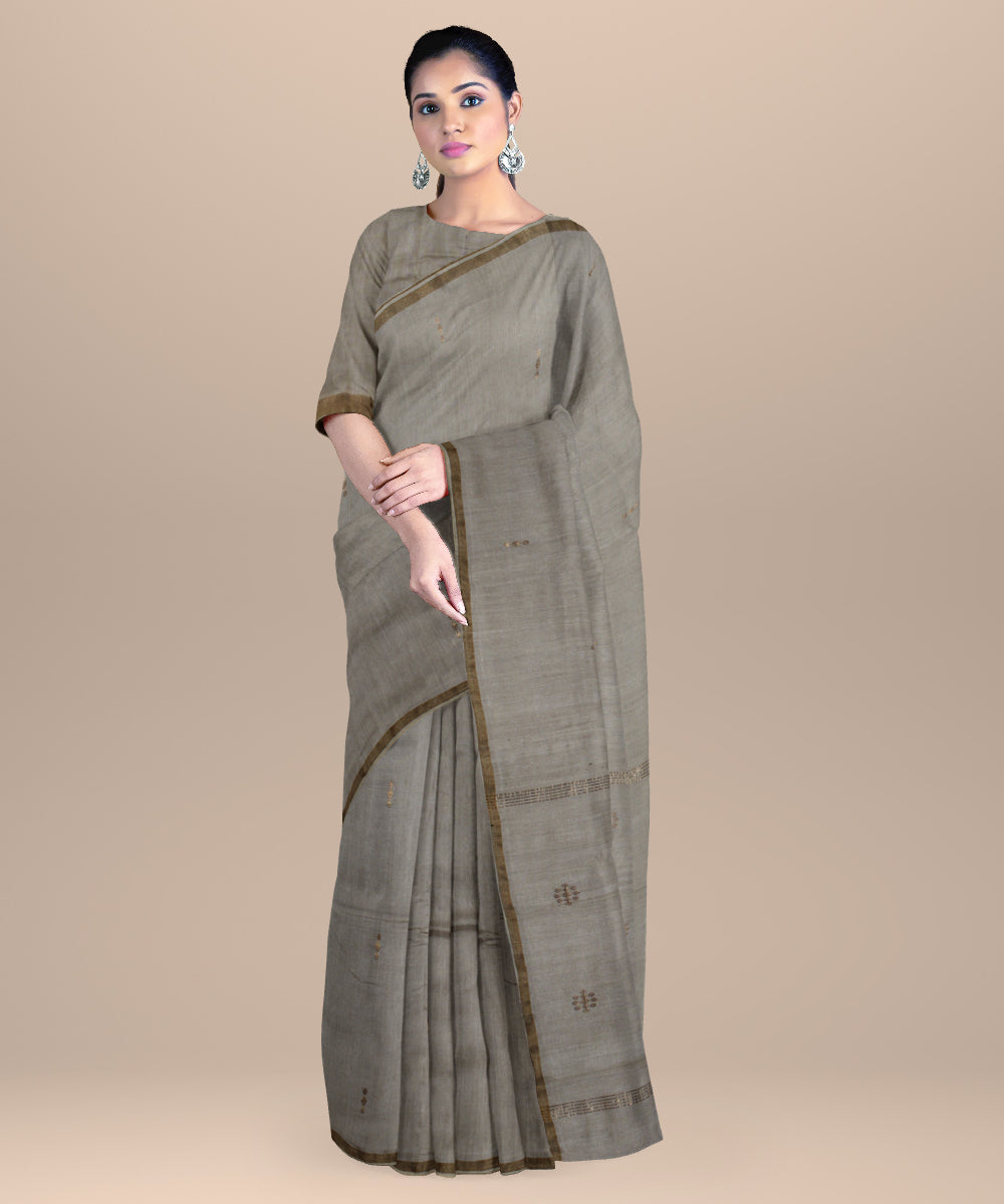 Off white chhattisgarh tussar silk handloom saree