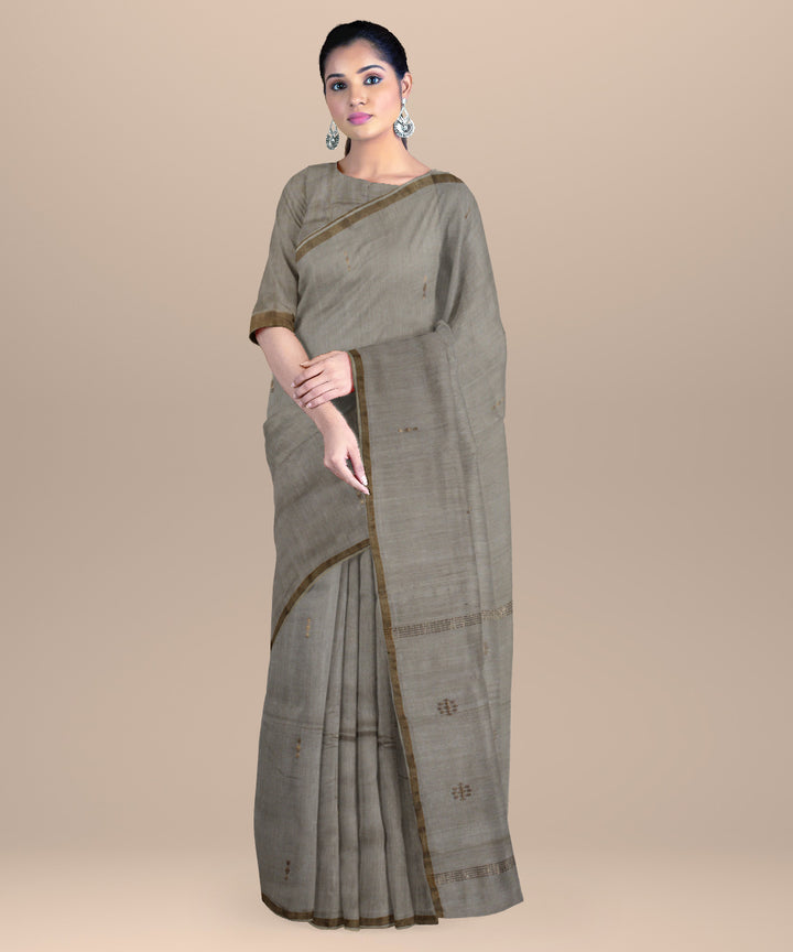 Off white chhattisgarh tussar silk handloom saree