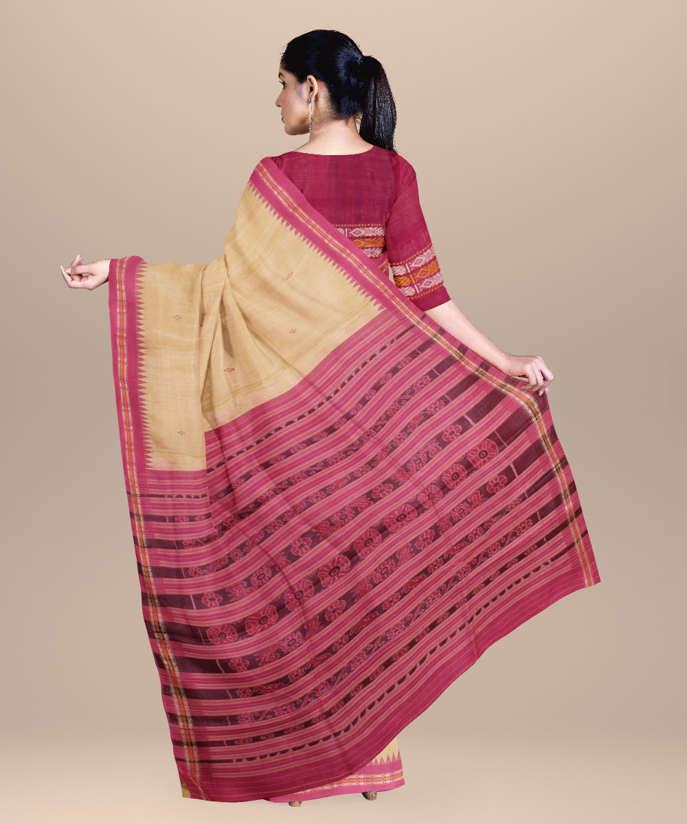 Beige magenta chhattisgarh handloom tussar silk saree