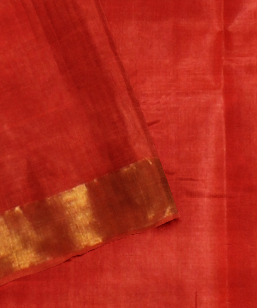 Orange golden chhattisgarh handloom tussar silk saree