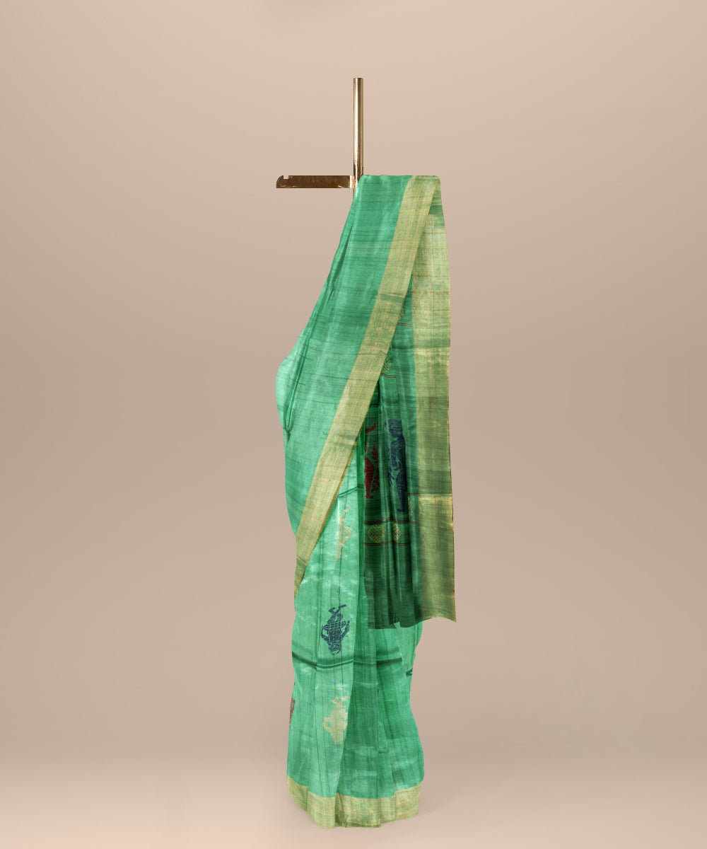 Light green chhattisgarh handloom tussar silk saree