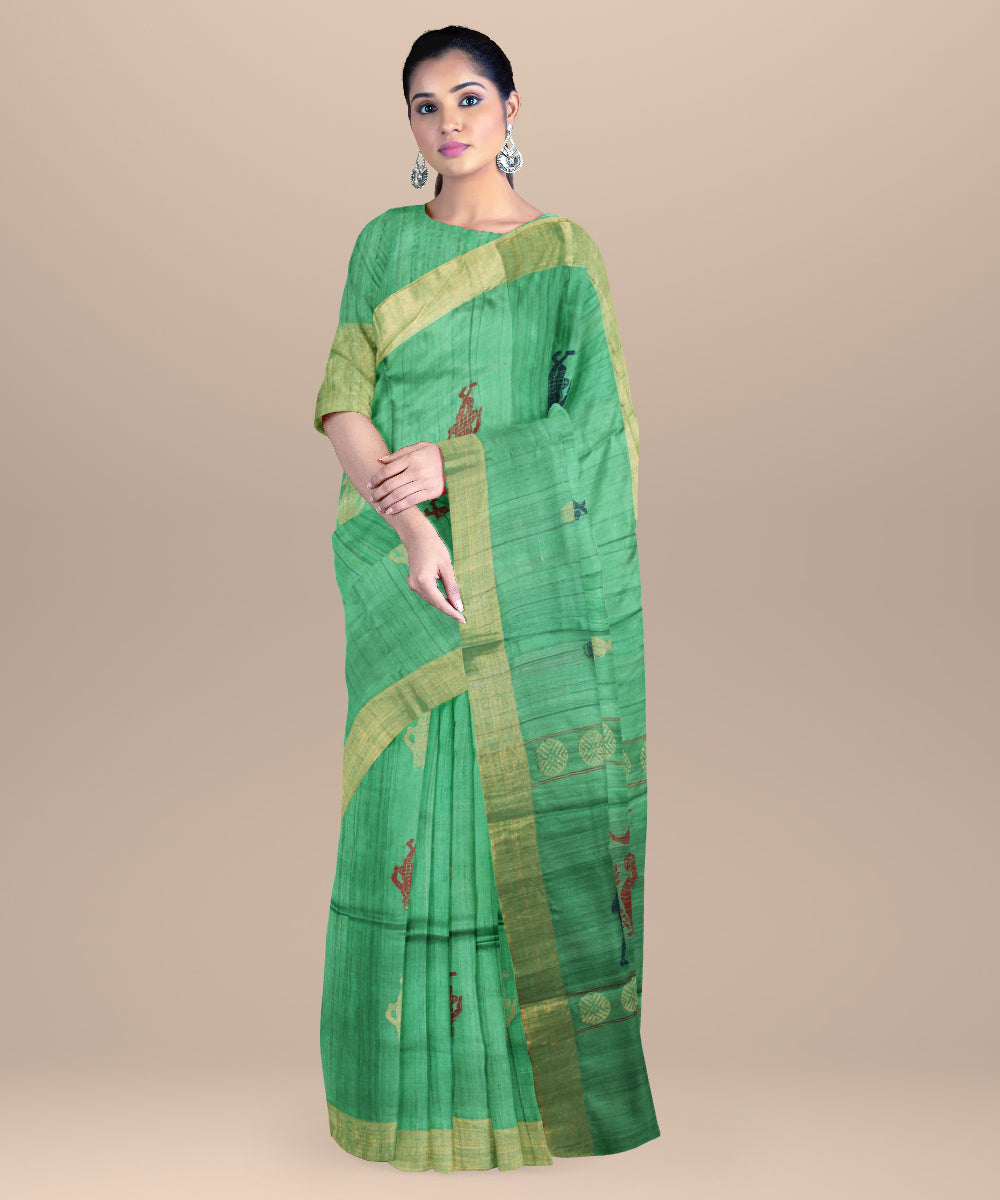 Light green chhattisgarh handloom tussar silk saree