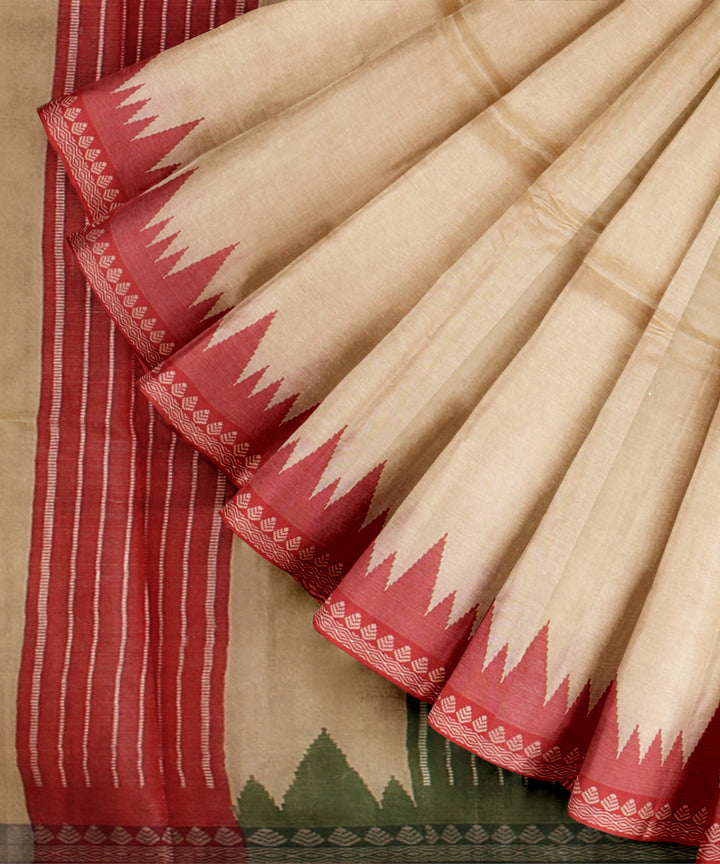 Beige ganga yamuna border handloom chhattisgarh tussar silk saree