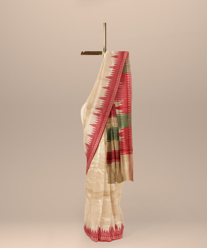 Beige ganga yamuna border handloom chhattisgarh tussar silk saree