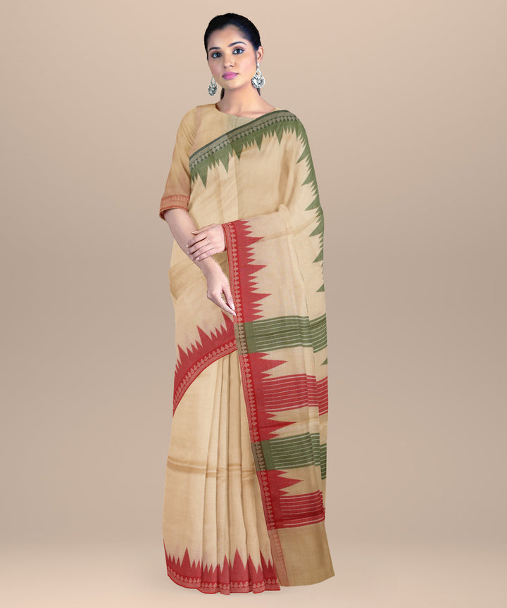 Beige ganga yamuna border handloom chhattisgarh tussar silk saree