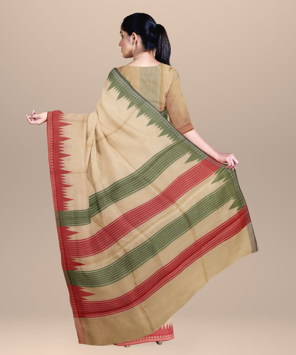 Beige ganga yamuna border handloom chhattisgarh tussar silk saree