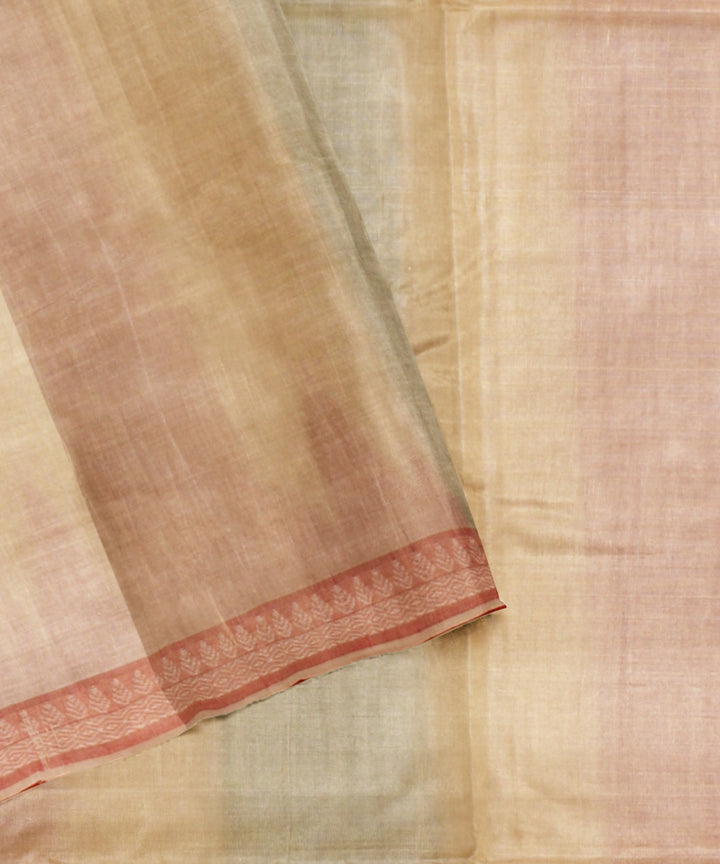 Beige ganga yamuna border handloom chhattisgarh tussar silk saree