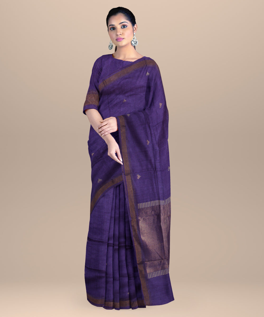 Purple chhattisgarh handloom tussar silk saree