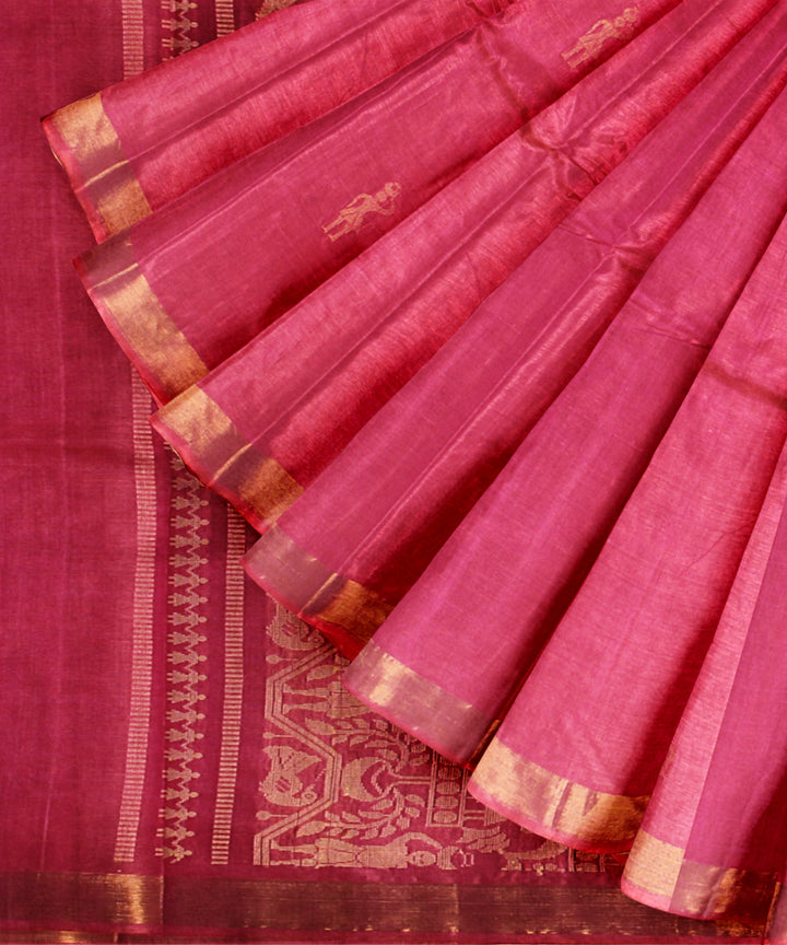 Pink beige chhattisgarh handloom tussar silk saree