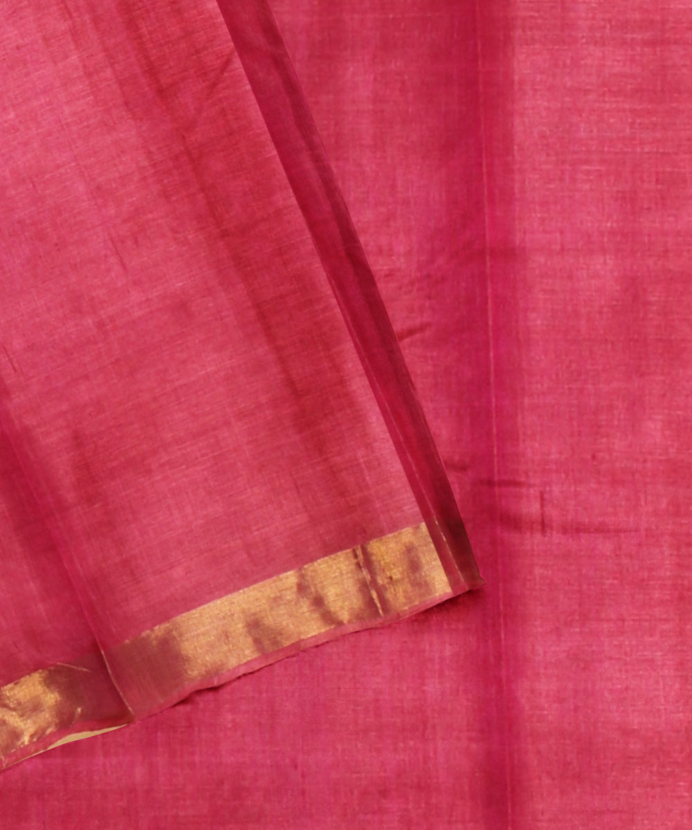 Pink beige chhattisgarh handloom tussar silk saree