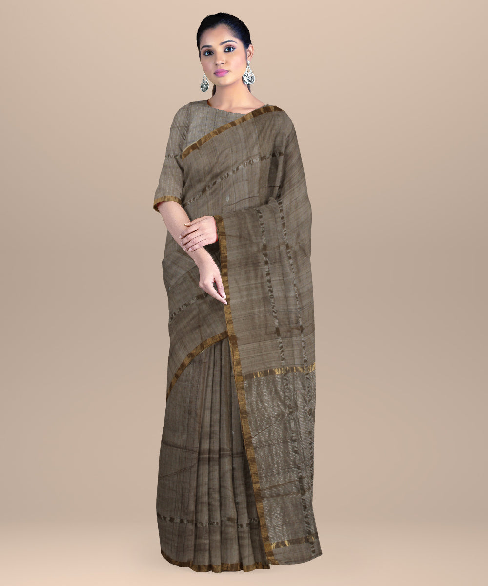 Beige handloom tussar silk chhattisgarh saree