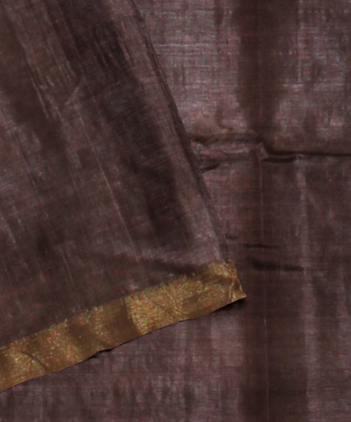 Chocolate brown chhattisgarh handloom tussar silk saree