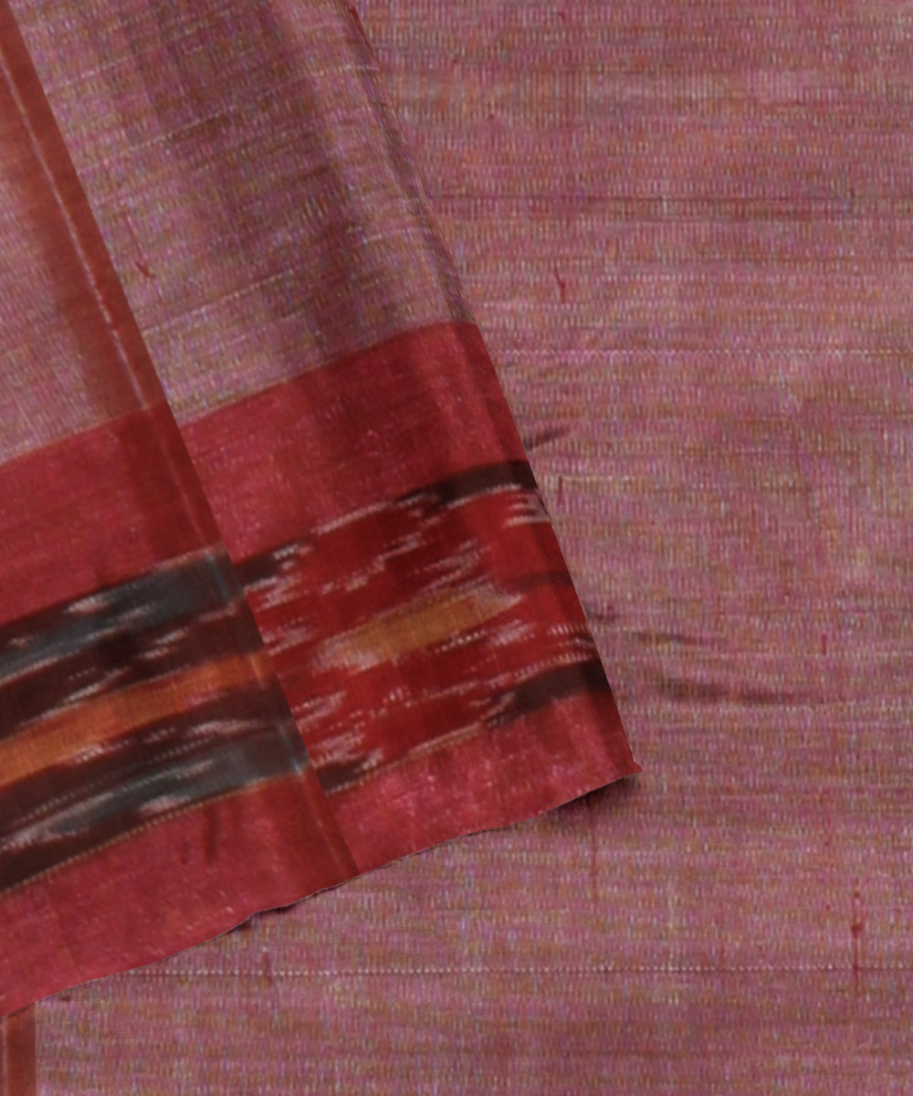 Beige red chhattisgarh handloom tussar silk saree