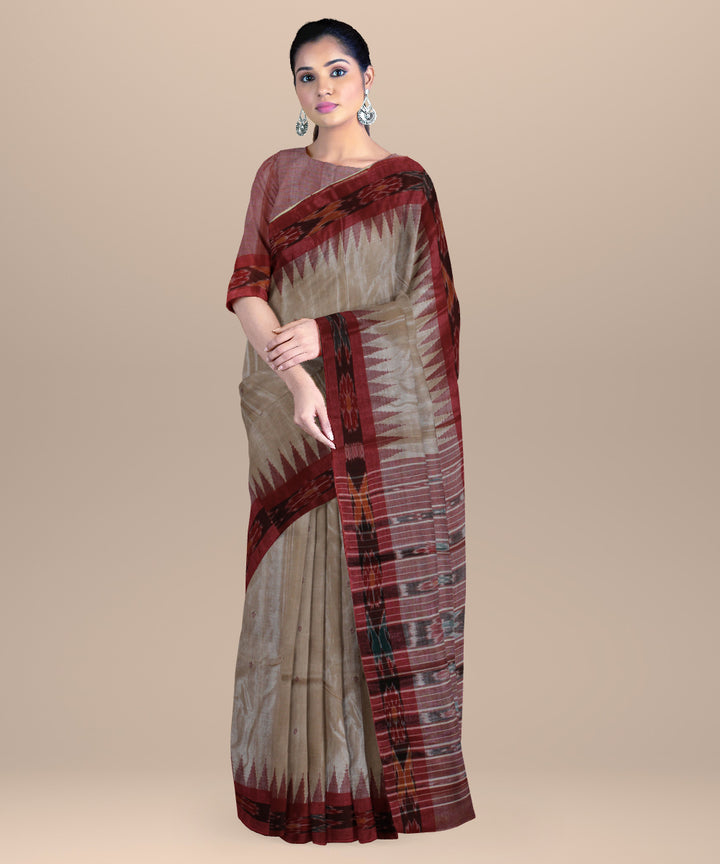 Beige maroon handloom tussar silk chhattisgarh saree