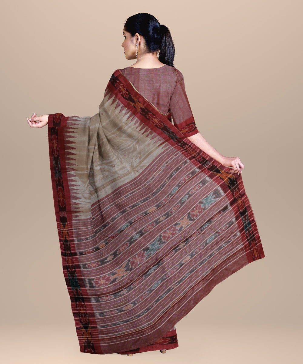 Beige maroon handloom tussar silk chhattisgarh saree