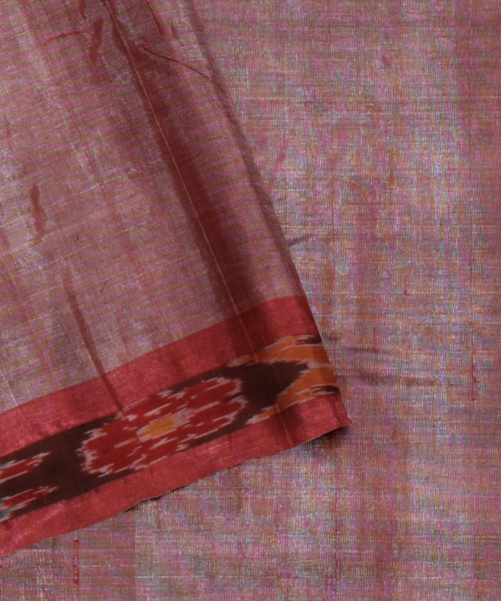 Beige maroon handloom tussar silk chhattisgarh saree