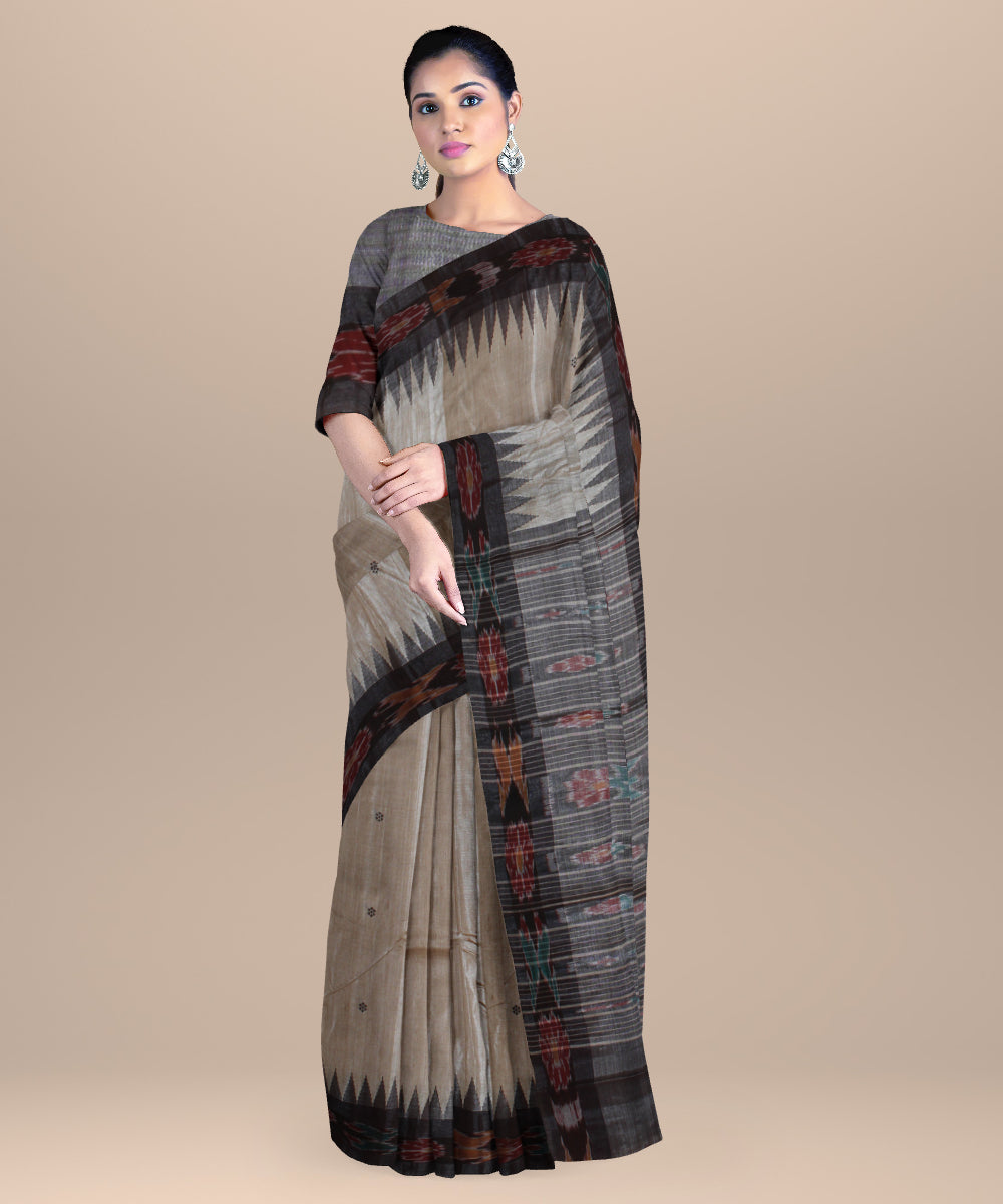 Beige coffee chhattisgarh handloom tussar silk saree