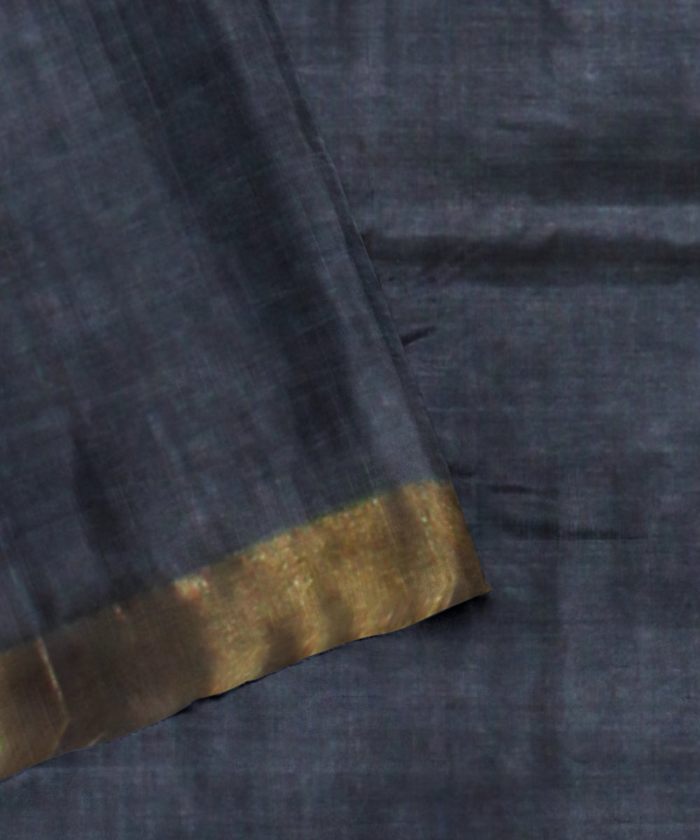 Grey handwoven tussar silk chhattisgarh saree