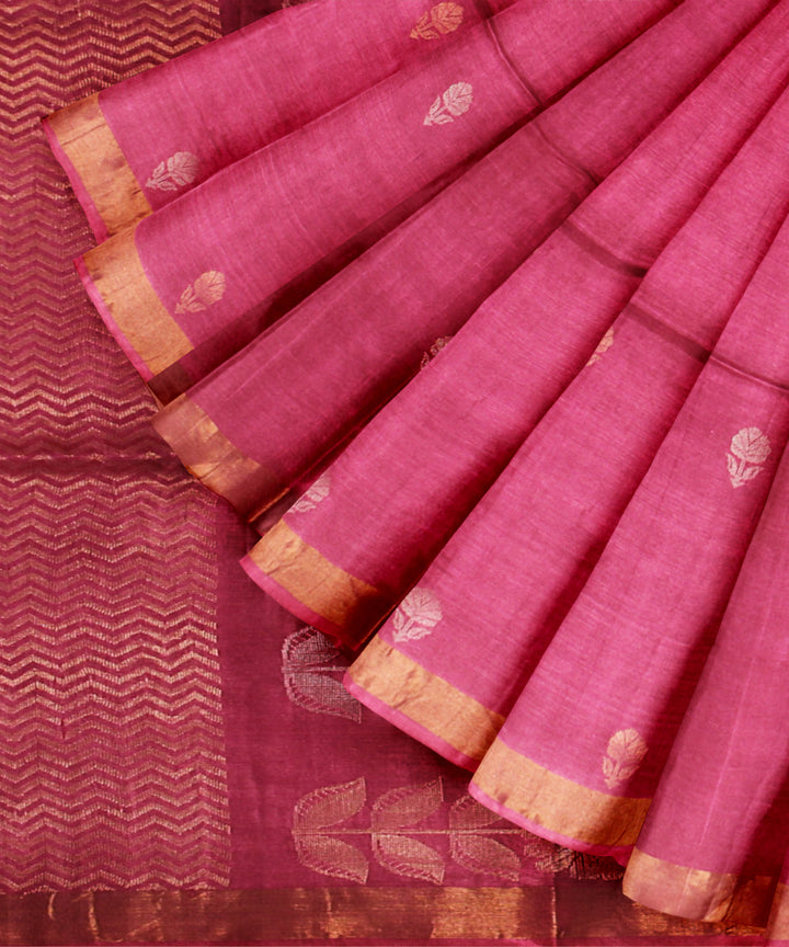 Pink beige handloom tussar silk chhattisgarh saree