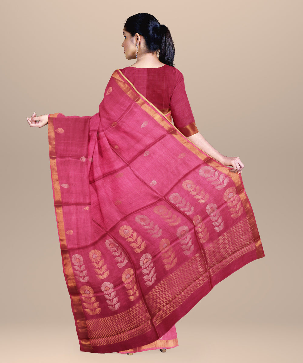 Pink beige handloom tussar silk chhattisgarh saree