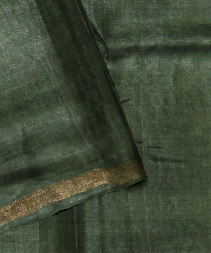 Olive green all over chhattisgarh handloom tussar silk saree