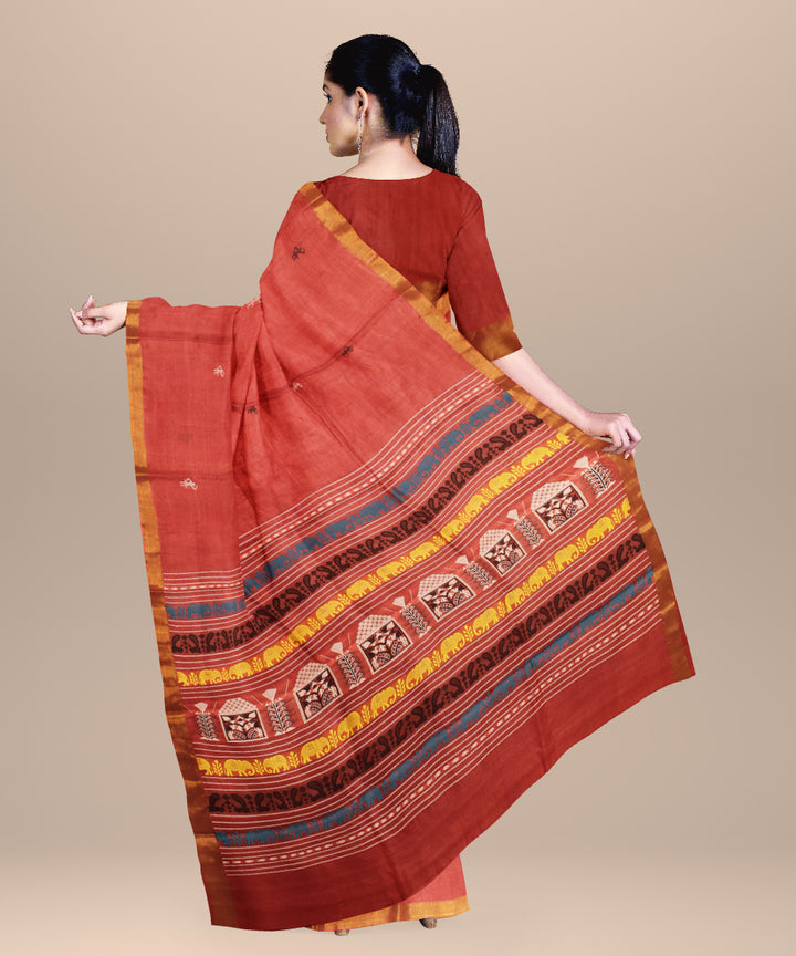 Red gold zari chhattisgarh handloom tussar silk saree