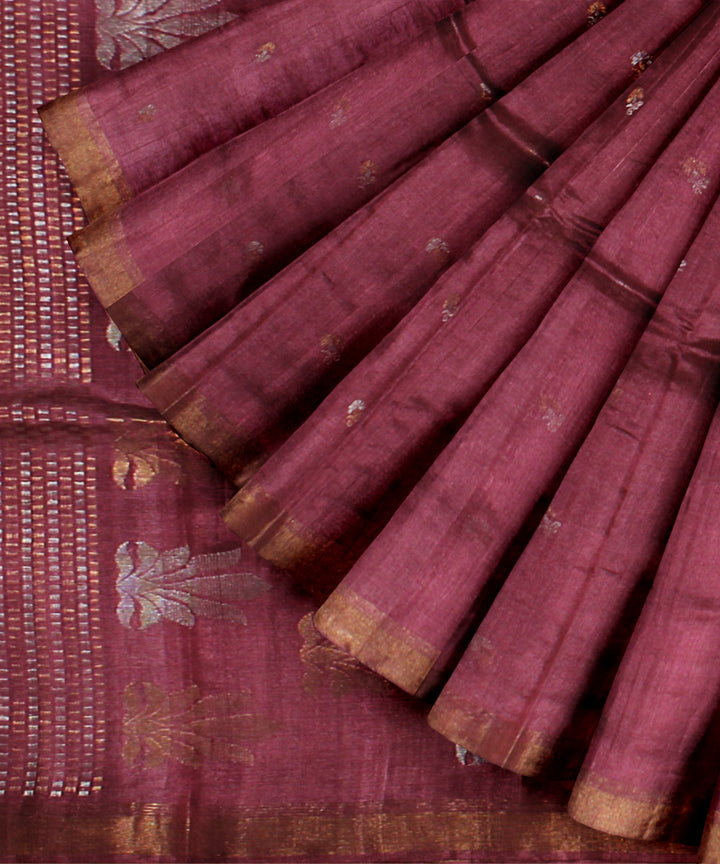 Purple silver gold zari chhattisgarh handloom tussar silk saree