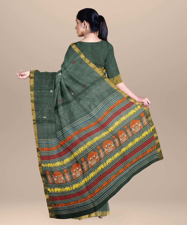 Dark green chhattisgarh handloom tussar silk saree