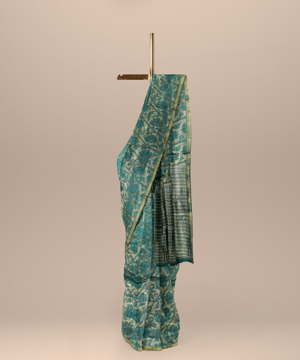 Dark green handloom tussar silk chhattisgarh saree