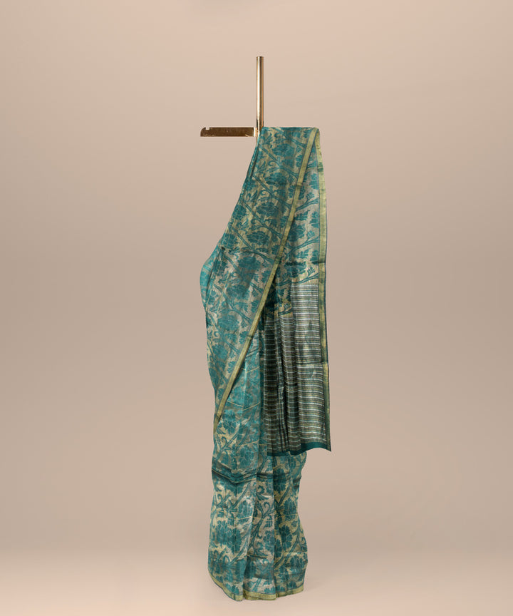 Dark green handloom tussar silk chhattisgarh saree