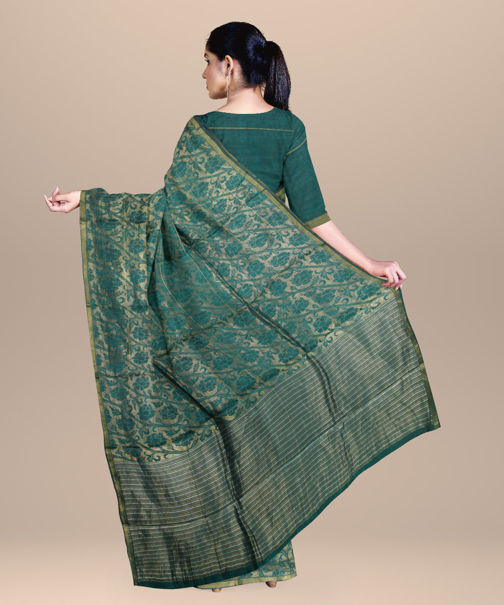 Dark green handloom tussar silk chhattisgarh saree