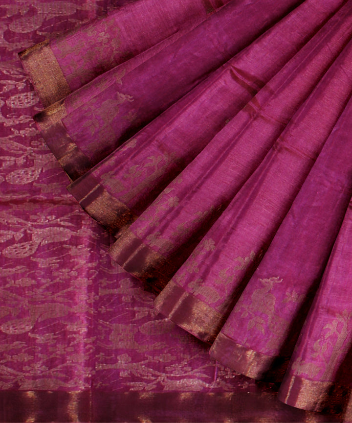 Pink chhattisgarh tussar silk handloom saree