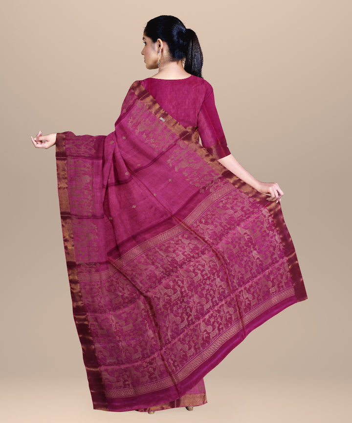 Pink chhattisgarh tussar silk handloom saree