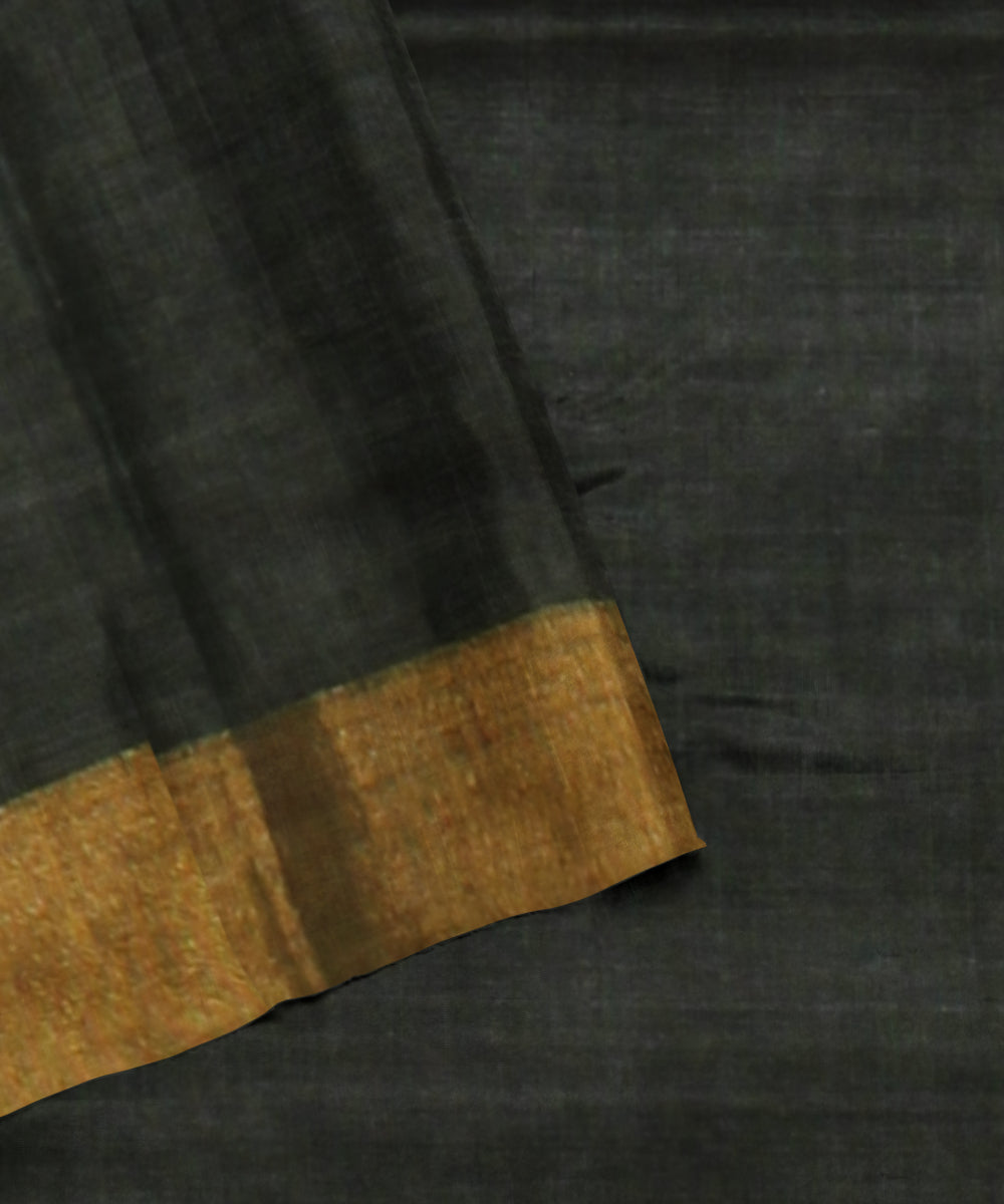 Dark jungle green chhattisgarh tussar silk handloom saree